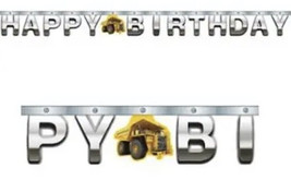 Construction Zone Happy Birthday Jointed Banner 8’ foot Sign tractor - £3.94 GBP