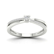 10K White Gold 0.13 Ct Princess Diamond Split-Shank Engagemnt Ring - £195.45 GBP