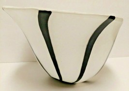 Black &amp; White Striped Decorative Art Glass Bowl - £58.90 GBP