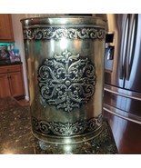 Vintage Gold Trash Can Waste Basket Oval Embossed - $945.47 MXN