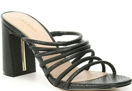 ALDO Trelidda Snake Embossed Square Toe Strappy Sandals, Multi Sizes Black - £46.94 GBP
