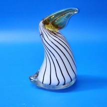 Vintage Art Glass Toucan Pelican - MURANO / Murano Style Sculpture Black Swirl - $36.60