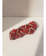Red Faceted Glass Bead with Metal and Rhinestone Bracelet - €12,87 EUR