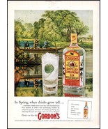 1950s Gordon&#39;s Distilled London Dry Gin PRINT AD Men Fishing In Boat BX4 - $9.31 CAD