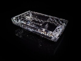 Diamond Crown Bristol Crystal  Ashtray  Measures 8" L x 4.5" W x 2" H  NIB image 14