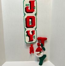Vintage Handmade Christmas Joy Hanging Decorations Plush and Embroidery Lot 2 - £13.88 GBP