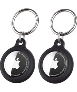 2PCS Air Tag Keychain Holder with Key Ring Designed for GPS Case Black - £16.72 GBP