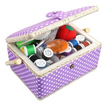 Large Sewing Basket With Accessories Sewing Kit Storage And Organizer Wi... - £41.55 GBP