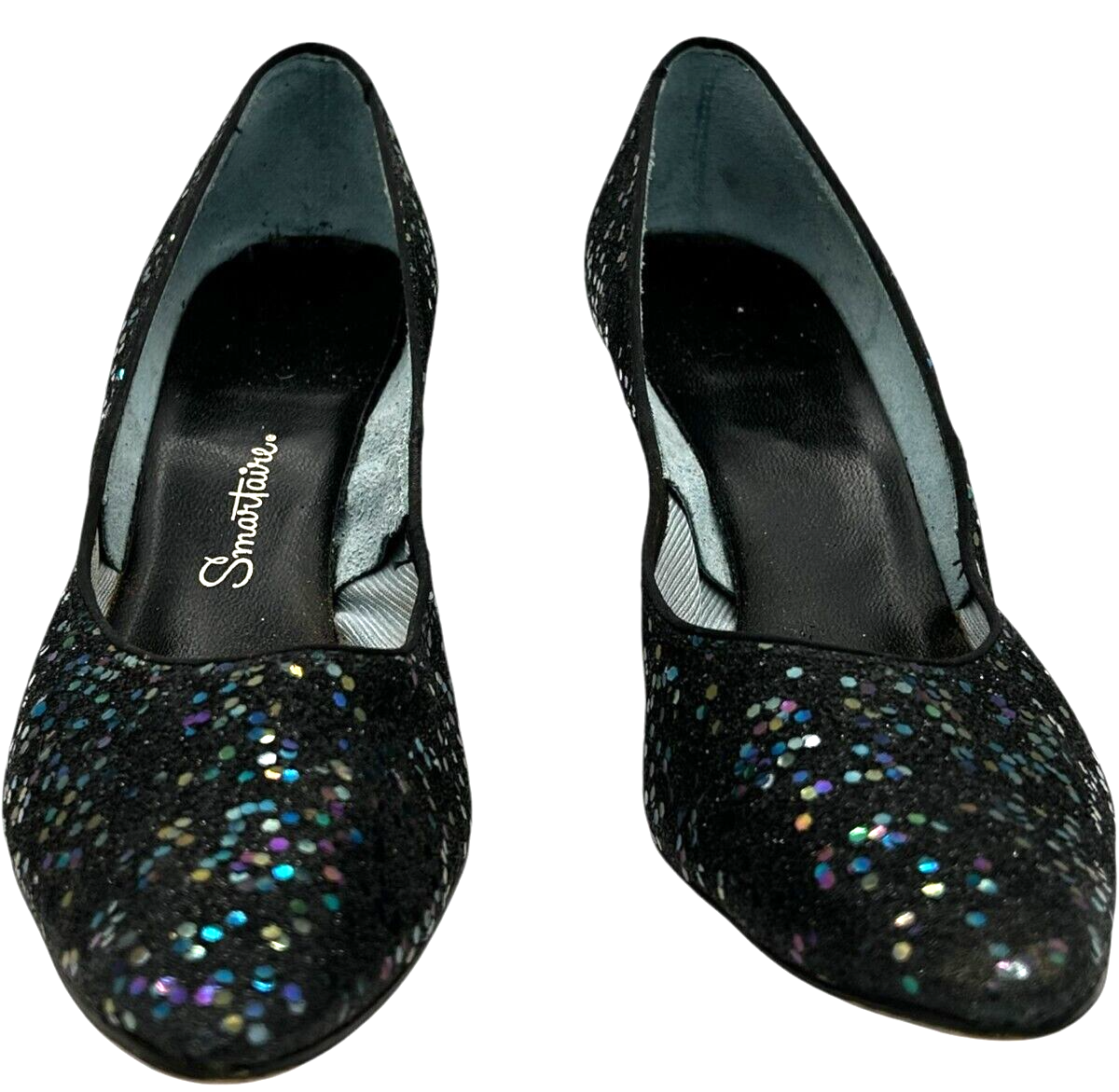 VTG Smartaire women's Black w/ Glitter Vinyl Elastomer Pumps size 8.5 Item image 2