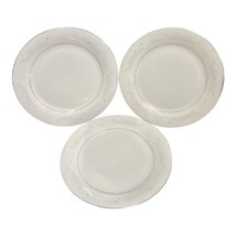 3 Vintage Tienshan White Scrolls Shells Platinum Trim Dinner Plate 10 3/8&quot; - £9.99 GBP