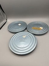 Film Canister and Reel  3  Blue Cases Super 8mm Movies Empty  7&quot; Diameter  1960s - £17.93 GBP