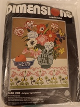 Dimensions 2020 Glass Vase by Maria Hart 14" X 18" Needlepoint Kit Sealed - $49.99
