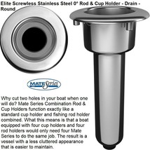 Mate Series Elite Screwless Stainless Steel Rod &amp; Cup HOLDER- DRAIN- Round Top - £105.58 GBP