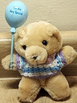 Vintage Russ Mini Teddy Bear 4.5&quot; In Sweater Holds You Are Very Special ... - £9.14 GBP
