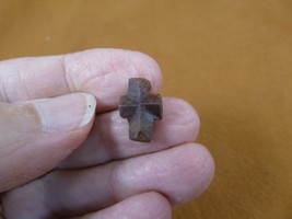 (CR593-109) 5/8&quot; Fairy Stone Christian Cross Oiled Staurolite Crystal Matrix - £12.65 GBP