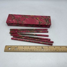 Set of Unsharpened Pencils Floral Pattern w/ Box from Stationary Set - £15.37 GBP
