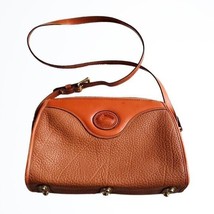 Vintage Dooney &amp; Bourke Tan and Brown Leather Shoulder Bag Solid Brass H... - £75.51 GBP