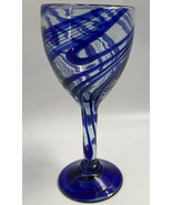 Unbranded 8 1/2 in Goblet Wine GLASS COBALT BLUE Swirl Hand Blown Craft ... - £11.66 GBP
