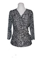 Milano Ruched Top Size S Black/White 3/4 Sleeves Excellent Condition - $8.89