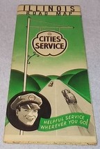 Vintage Cities Service Gas Oil Station Road Map Illinois 1936  - £10.23 GBP