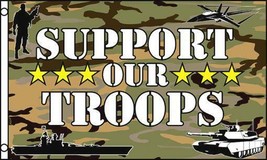 CAMO SUPPORT OUR TROOPS FLAG 3x5 banner #557 military airforce army navy marines - £5.30 GBP