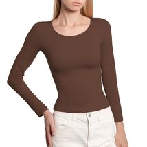BRISIRA Women's Brown Long Sleeve Scoop Neck Crop Top Slim Fit Size S - $103.86 MXN BRISIRA Women's Brown Long Sleeve Scoop Neck Crop Top Slim Fit Size S - $103.86 MXN