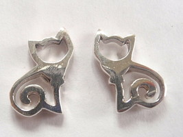 Abstract Kitty Cat Stud Earrings 925 Sterling Silver - £10.08 GBP