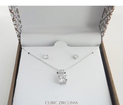 Giani Bernini Sterling Silver CZ earrings and necklace set brand new free ship - $43.56
