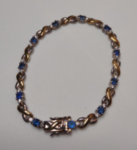 Vintage 925 CZ Sterling Silver PAJ China Two Tone Bracelet With Blue Stones - £59.81 GBP