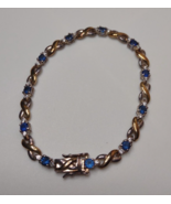 Vintage 925 CZ Sterling Silver PAJ China Two Tone Bracelet With Blue Stones - £60.09 GBP