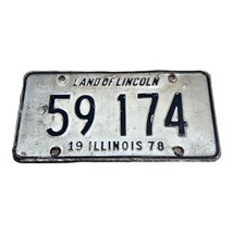 1978 Illinois Land Of Lincoln License Plate Original Tag 59 174 White Vintage  - $14.01