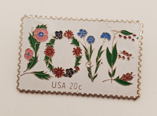 USPS Love Postage Stamp Pin Vintage 1982 Lapel Hat Vest Pin Pinchback Ma... - $16.63
