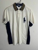 Polo By Ralph Lauren Custom Fit White Polo Large Blue Pony Logo Shirt Si... - $49.49