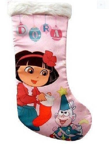 Nickelodeon Dora 16" Pink Satin Christmas Stocking Made by Kurt S. Adler - $4.99