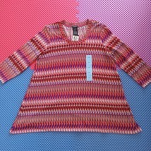 Premise Womens Tunic Top L Multicolor Colorful Blouse Casual Wear 3/4 Sl... - $21.78