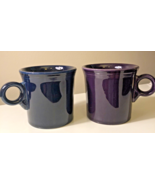 2 Fiesta Mugs Plum Purple &amp; Cobalt Blue Ring Handle Fiestaware HLC USA 1... - £13.33 GBP