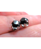 1.00 carat plus T.W. Natural Black Diamond Solitaire Studs in 14K White ... - $204.25