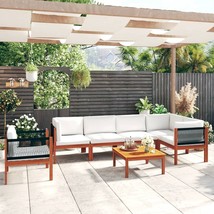 vidaXL Cream Acacia Wood Large 6-Person Garden Lounge Set with Cushions - $19,872.81 MXN