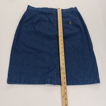Talbots Petites Women's Blue Cotton Front Zipper Denim Skirt Pockets Size 8 image 4