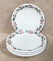 Set Of 4 Syracuse China Restaurant Ware Speckled Dessert Plate Brushed Leaf Trim - £25.24 GBP