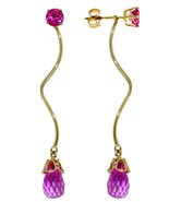 14K Solid Yellow Gold Natural Pink Topaz Earrings for Women, Fine Jewelr... - $617.75