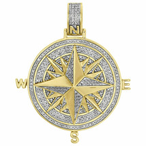 1.50CT Round Cut Diamond Compass Pendant Medallion Pendant 14K Yellow Gold Over - £115.58 GBP