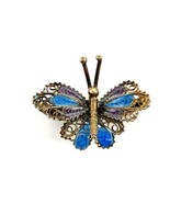Italian vintage filigree enamel stamped 800 butterfly brooch pin - $749.37 MXN