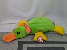 Ty Pillow Pals Paddles Platypus Plush 16 Inch 1998 Lime Green Stuffed An... - $9.95