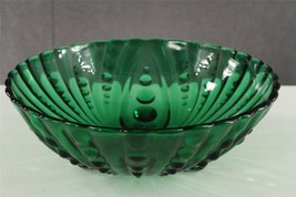 Vintage Glass Anchor Hocking Forest Green Oyster Pearl Pattern Master Berry Bowl - £14.02 GBP