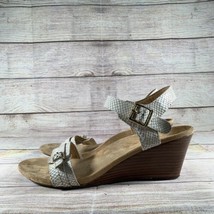 Vionic Laurie Sandals Faux Snakeskin White Strappy Wedge Womens Size 10 - £19.57 GBP