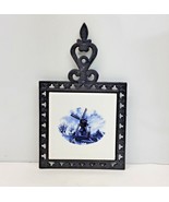 Cast Iron Windmill Tile Trivet Holland Blue White Delft Style Sri Lanka ... - £8.70 GBP