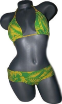NWT RALPH LAUREN hawaiian bikini swimsuit XS 2pc 0 2 4 yellow green bright - £38.99 GBP