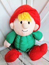 Vintage Stuffins Christmas Elf Nylon Puffy Stuffed Plush Doll Toy 14&quot; Korea - £8.30 GBP