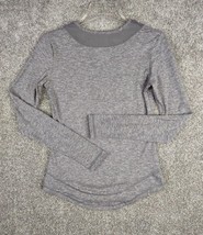 X by Gottex Shirt Women SM Scoop Neck Mesh Panel Gray Long Sleeve Athletic Top - £9.58 GBP